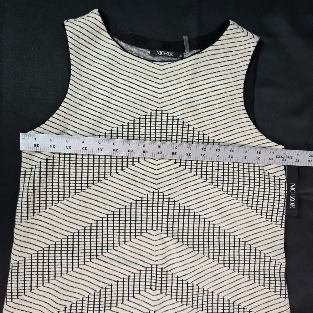 NIC+ZOE Chevron Knit Sweater Dress Creme Brulee Sleeveless Shift Size M NEW - Picture 4 of 7